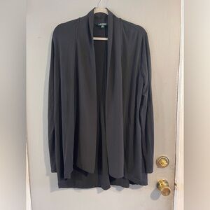 Lauren Ralph Lauren Minimalist Neutral Black Open Cardigan‎ Size M